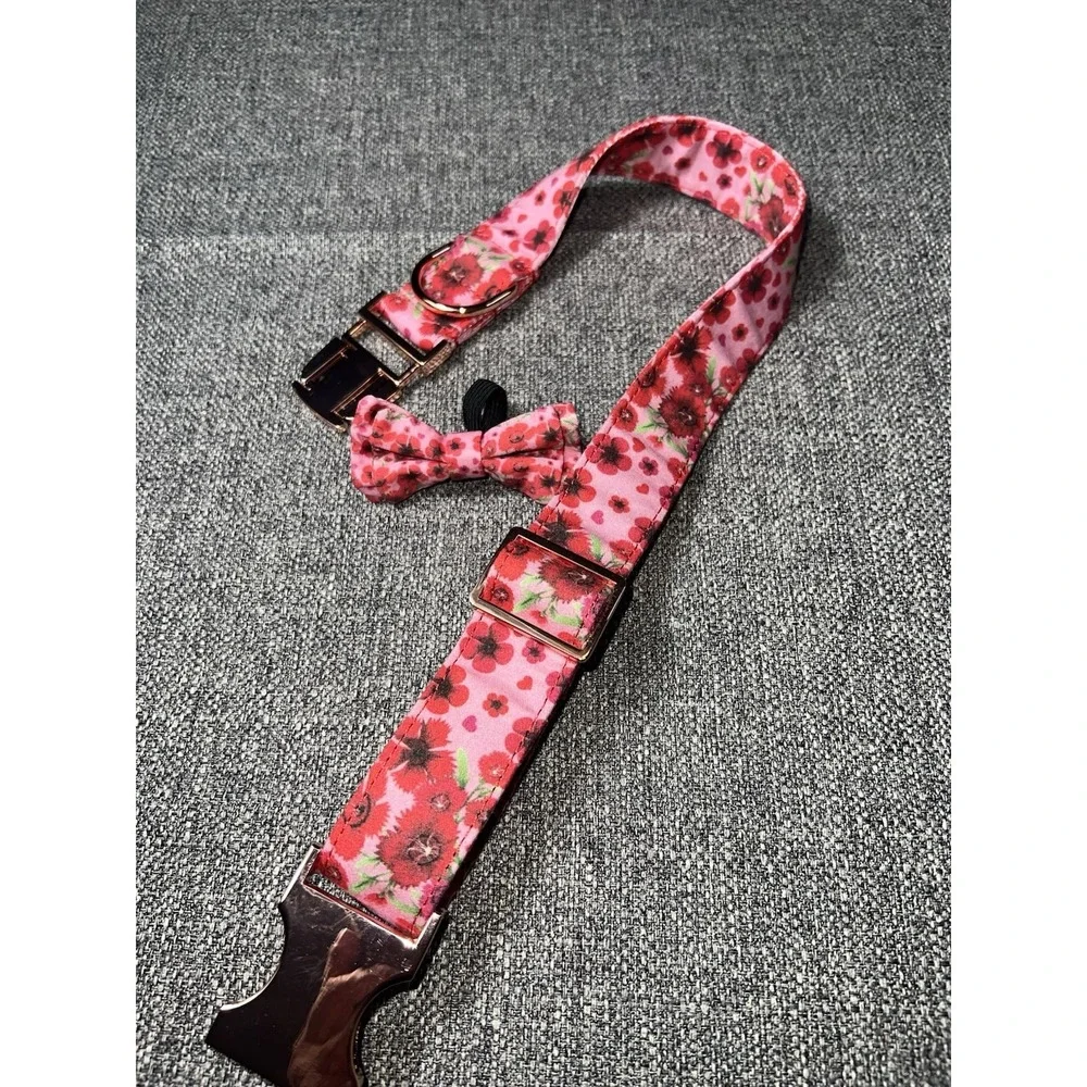 Floral Pattern Dog Collar , Red ,green , Pink, Green Colors Fit 12 To 22
